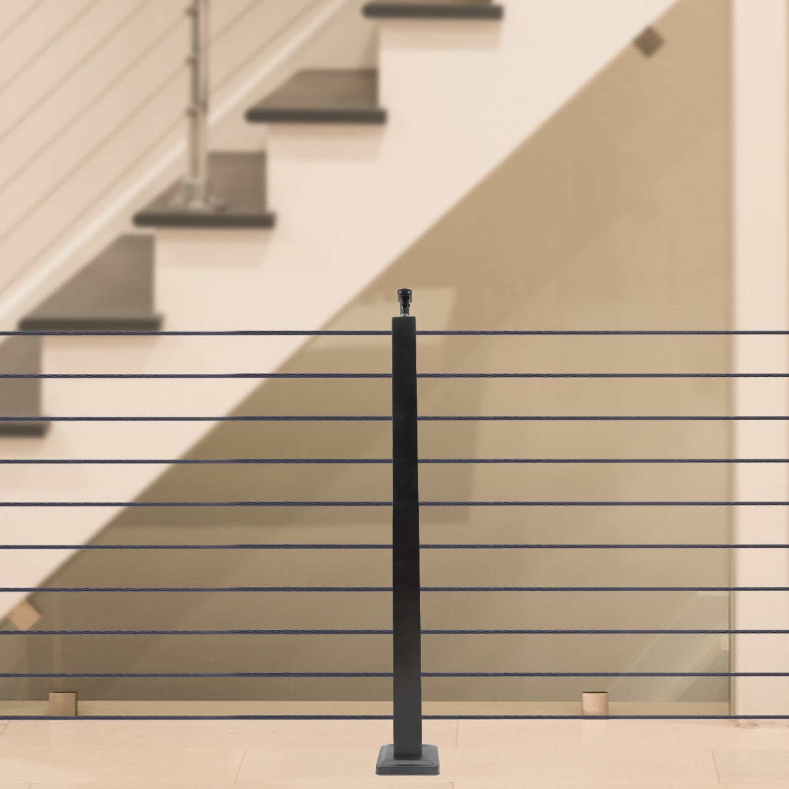 Miumaeov 1/2PCS Cable Railing Post Stainless Steel Fence Post Adjustable Top Level Drilled Post for Deck Cable Railing System